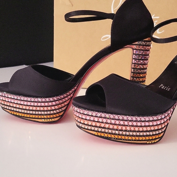 NIB2295 CHRISTIAN LOUBOUTIN Sandaloo Strass Red Sole Platform Sandals 38.5 8 - Picture 9 of 16